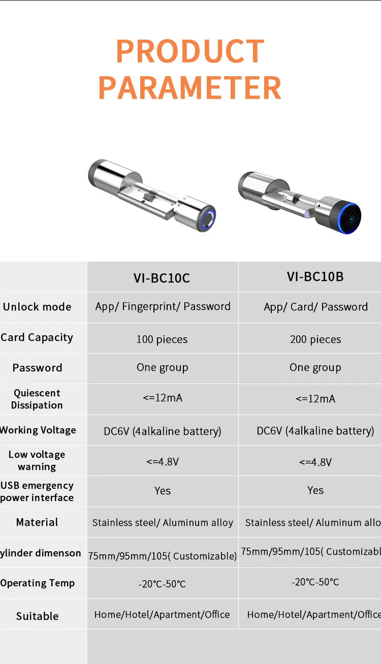 VIANS smart deadbolt lock with timer password cylinder smart lock electronic cylinder