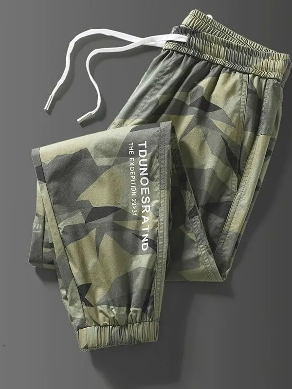 

Men's Camouflage Ice Silk Qui Dry Work Pants Construction Site Labor Protection Summer Nine Points Casual Loose Fit Youth