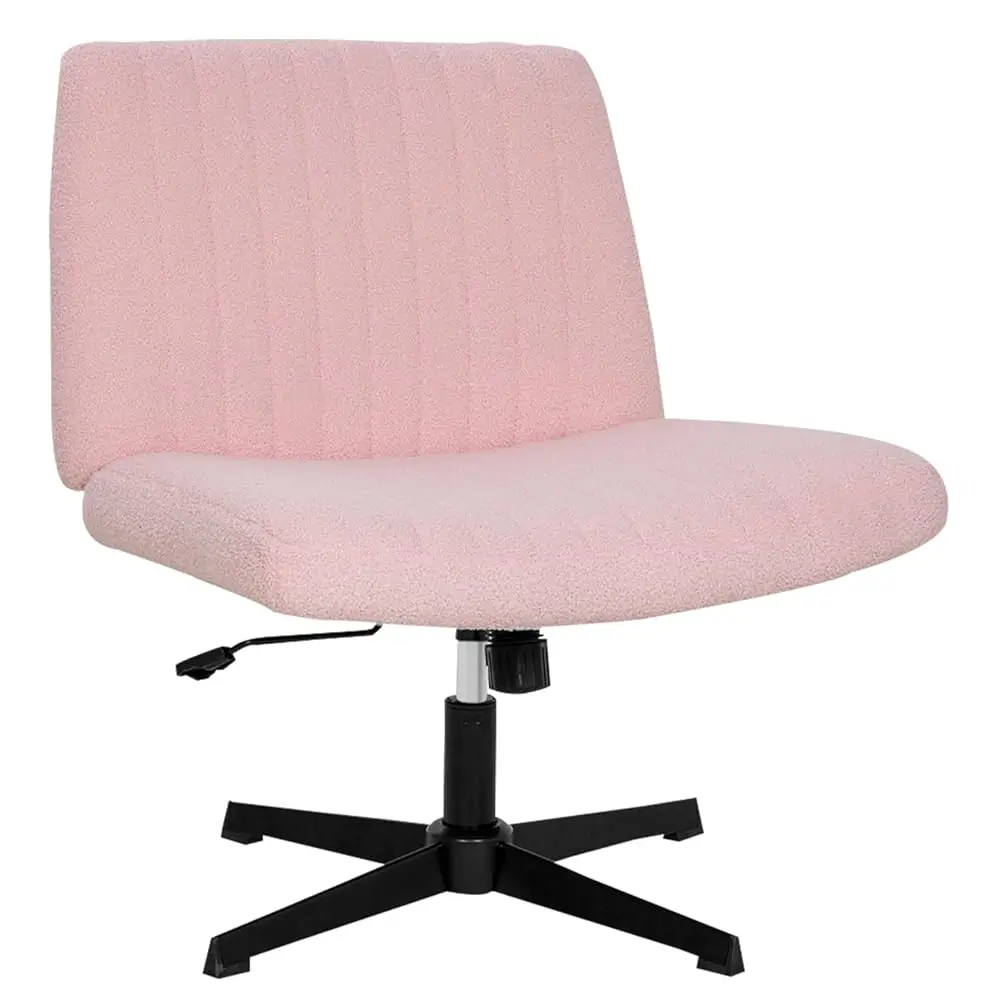 The Criss Cross Chair, Modern Adjustable Height Vanity Chair, Arml Cross Legs Comfortable Office Chair, Swivel Fabric Computer