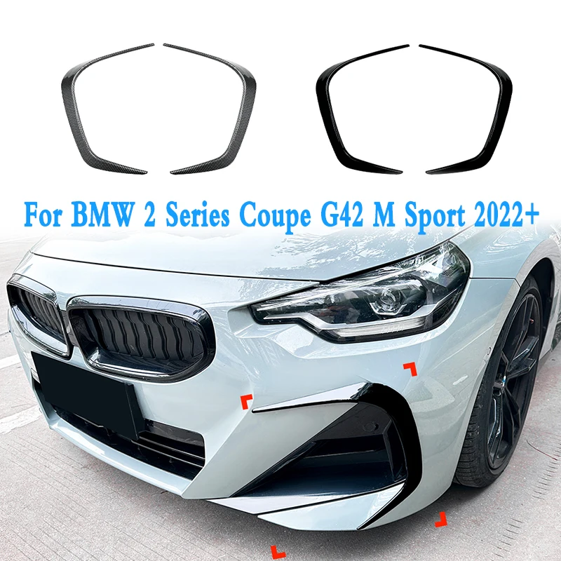 Front Bumper Cover Wind Knife ABS Glossy Black Fog Lamp Trim Blade Trim Light Car Parts For BMW 2 Series Coupe G42 M Sport 2022+