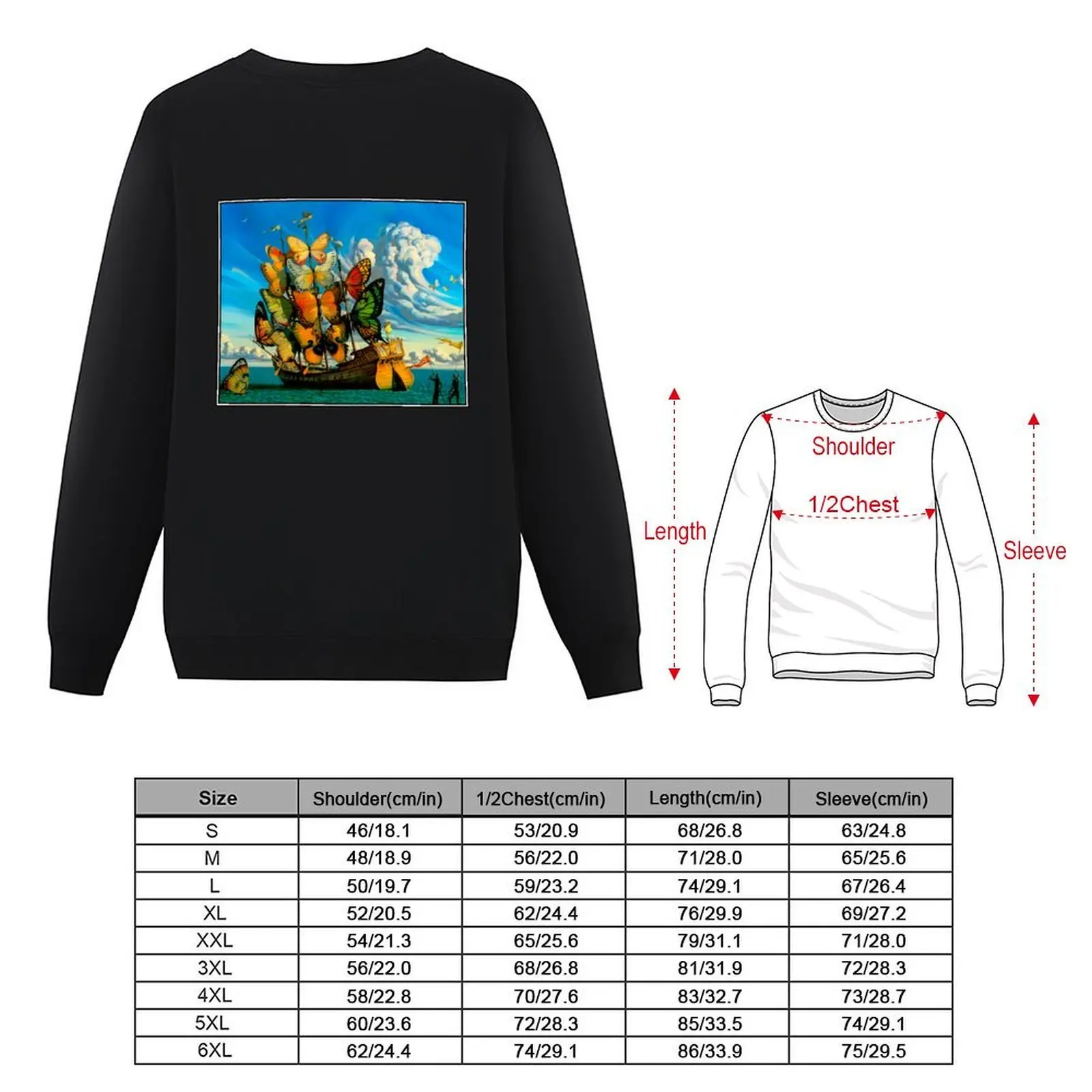 BUTTERFLY SHIP : Vintage Surreal Abstract Fantasy Print Pullover japanese style mens clothes tracksuit sports sweatshirt man