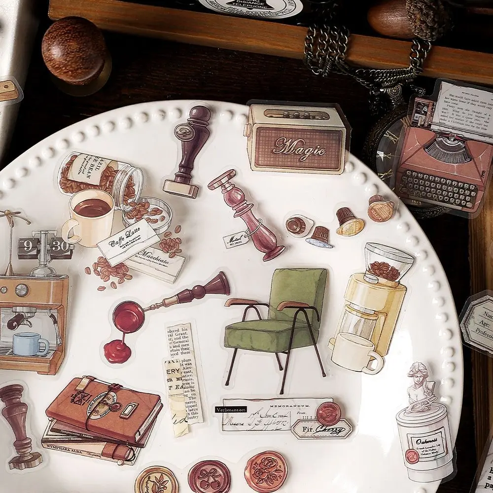 Card Lover 40 Pcs [Coffee Impression Series] Aesthetics Journal Stickers Waterproof Paper Scrapbooking Material Scrapbook Kit