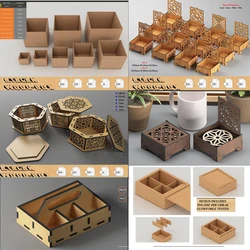 60+ Box Laser Cut Files SVG Dekoboxen Bundle zum Zeichnen Schneiden Gravieren CNC Laser Cut