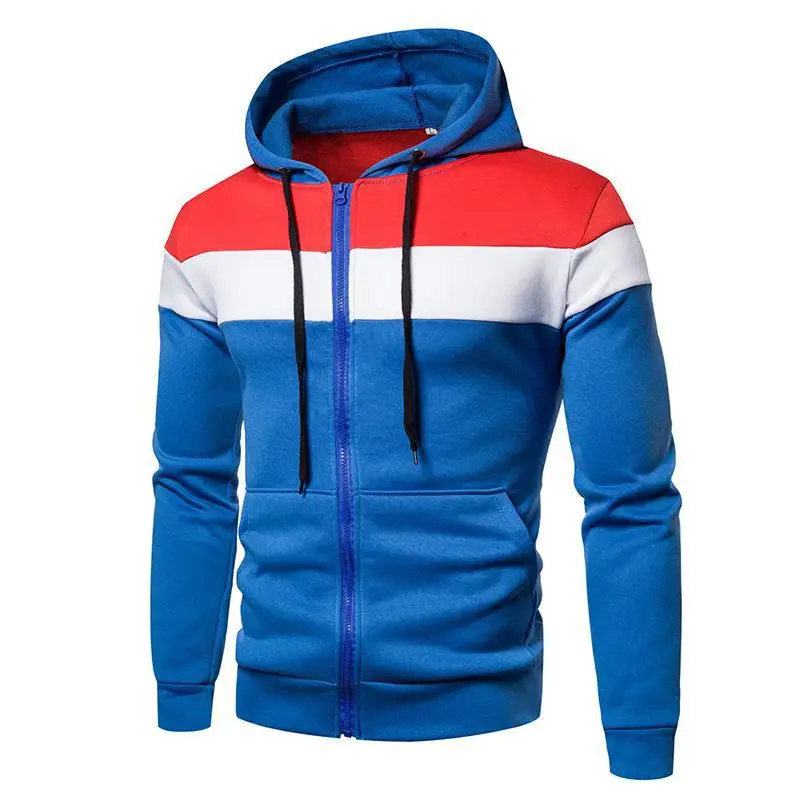 Sudadera con capucha de bloque de Color con cremallera para hombre, Sudadera con capucha informal elegante y duradera, Top de manga raglán, otoño e invierno, nuevo