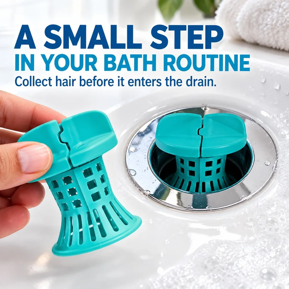 Bathtub Drain Hair Catcher Reusable TPR Split Design Filter Easy Cleaning for 1.5 to 1.75 Inch Tub Drains with Crossbar Bathroom
