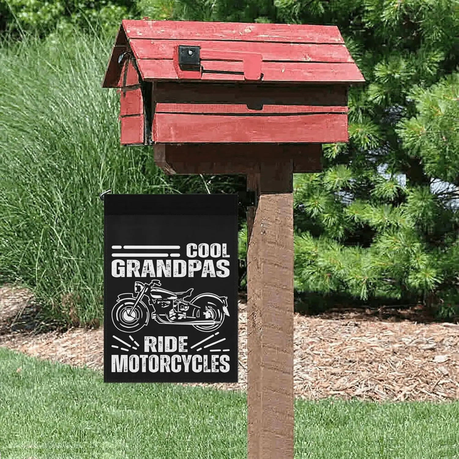 Cool Grandpas Ride Motorcycles House Flag One Size Inspirational Garden Flags Double Sided Beach Funny Garden Flags WWP zzo