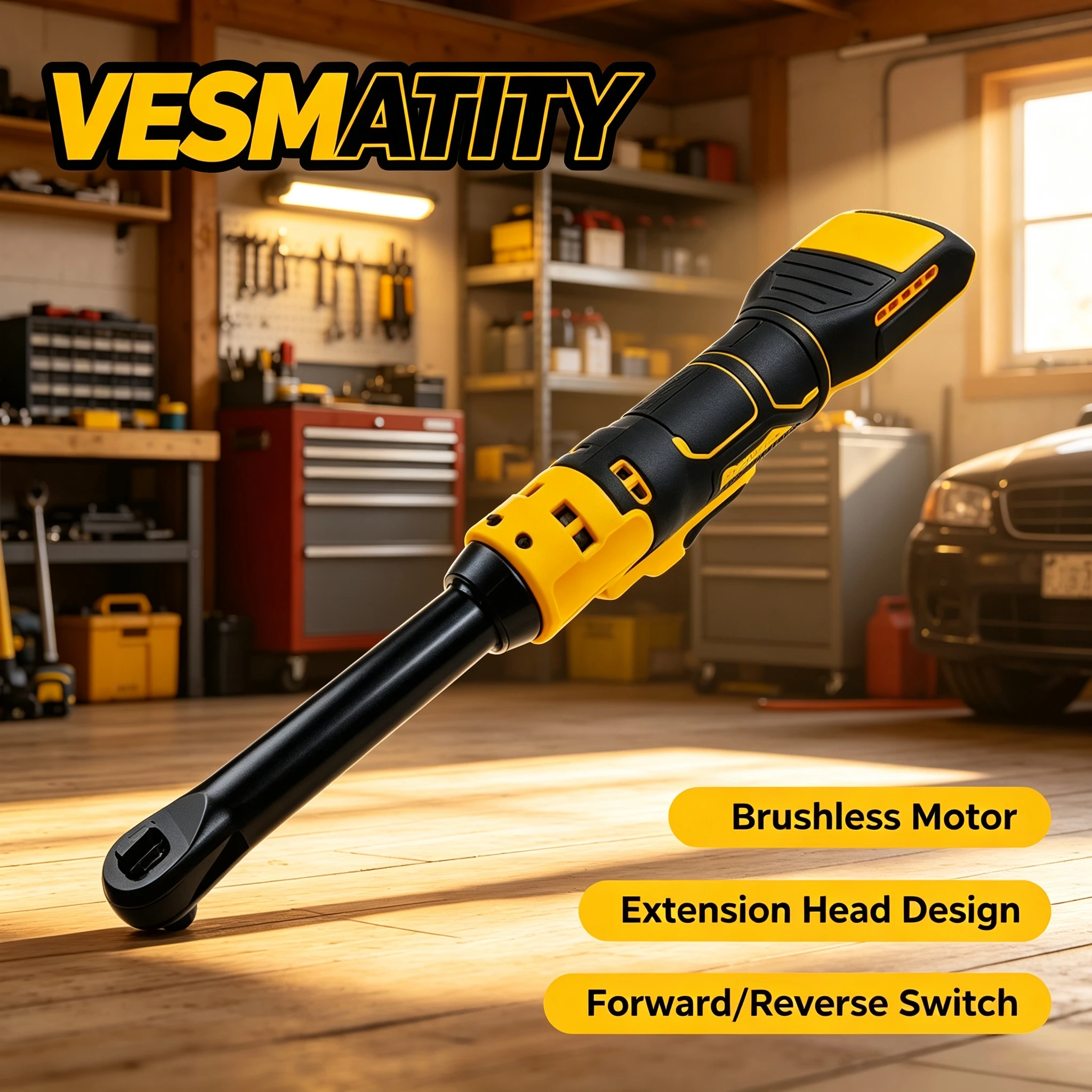 Vesmatity Disassembly Ratchet Wrench 220Nm 3/8 6 Inch Extension Head Cordless Tool for Dewalt Battery Xtreme Use
