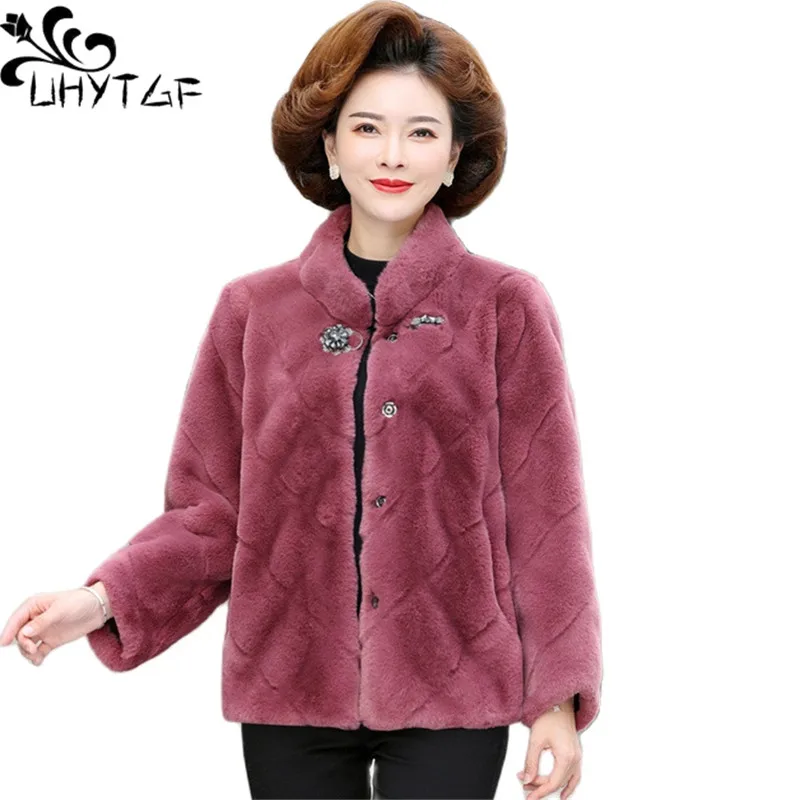 

UHYTGF Quality Imitation Mink Velvet Woolen Coat Women Casual Warm Autumn Winter Jackets Female 2022 New Mom Short Outewear 1962