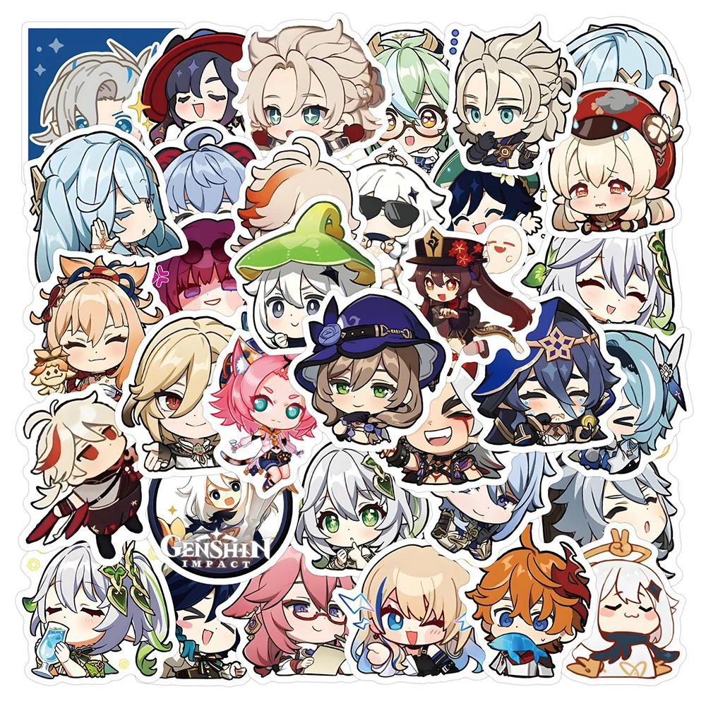 10/30/60pcs Genshin Impact Anime Graffiti Stickers Game Decals Cute Cartoon DIY Phone Motorcycle Helmet Diary Waterproof Sticker