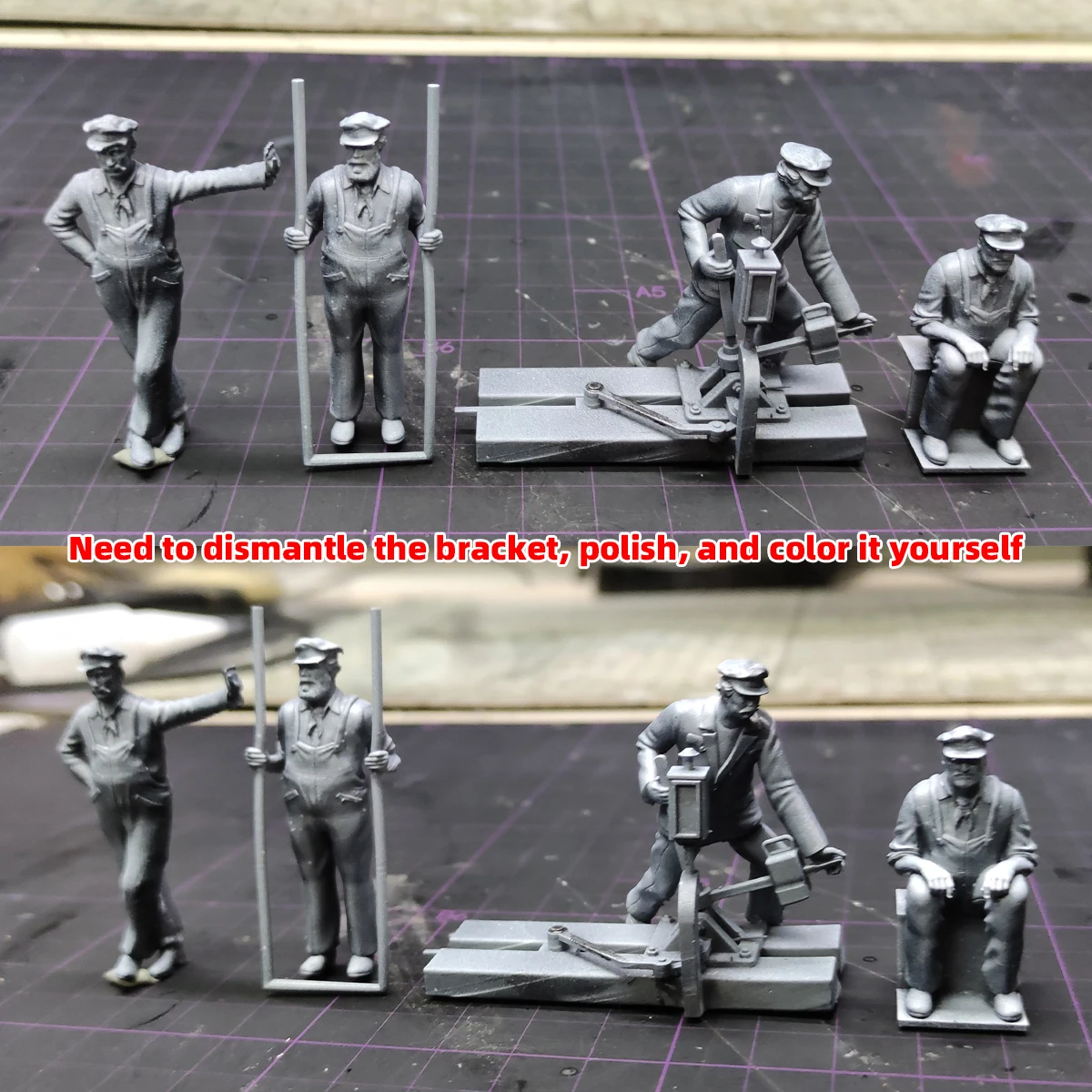 1/35 1/48 1/72 Z HO Modellbahn Maßstabsmodell-Set 3D Harz Miniatur-Soldatenfiguren Diorama Unbemalte Eisenbahner DIY – Detail 8