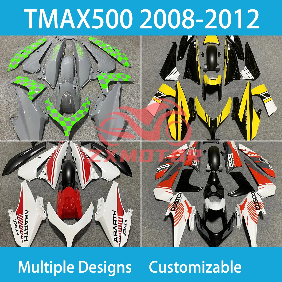 Fairings for YAMAHA TMAX500 08 09 10 11 12 Motorcycle Prime Injection New Custom Fairing Kit 2008 2009 2010 2011 2012 New