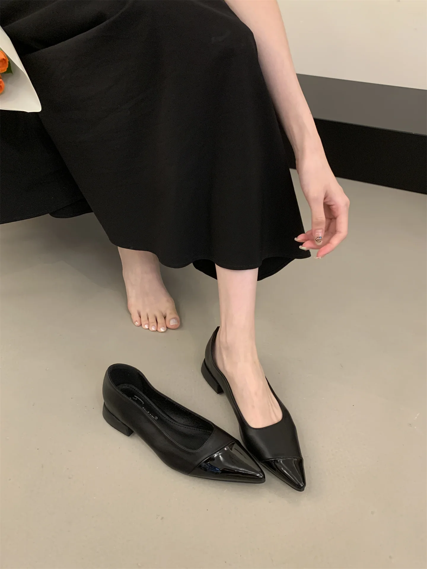 Franse Puntschoen Damesschoenen 2023 Lente Nieuwe Elegante Lage Hakken Patchwork Zomer Slip-On Vrouwen Dagelijkse Schoenen zapatos Mujer