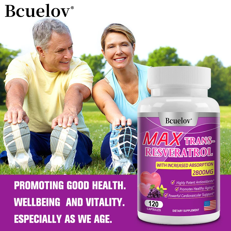 Bcuelov Resveratrol Supplement - Natural Antioxidant That Supports Cardiovascular, Liver and Overall Health