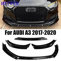 For Audi A3 8V QUATTRO Standard 2017 2018 2019 2020 Gloss Black Car Front Bumper Splitter Lip Diffuser Body Kit Spoiler Guard
