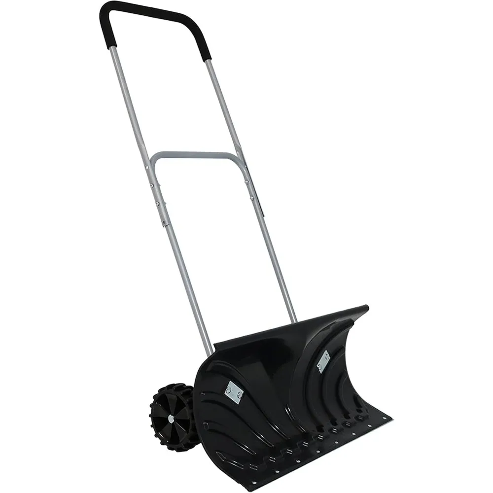 Lane Equipped Snow Shovel with Wheels, Polypropylene Wheels, Adjustable Aluminum Handle, 26 Inch Shovel Blade, 6 Inch