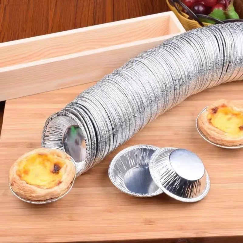 

25/50pcs Disposable Silver Aluminum Foil Paper Cup Baking Cup Egg Tart Mold Cookie Pudding Mold Non-stick Cake Mold Pastry Tool