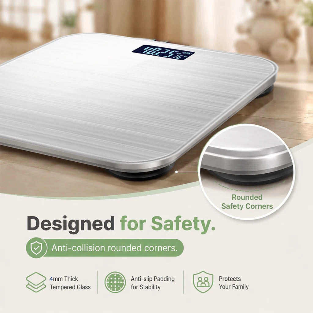 Digital Bathroom Scale High Precision Tempered Glass Display_voghion.com