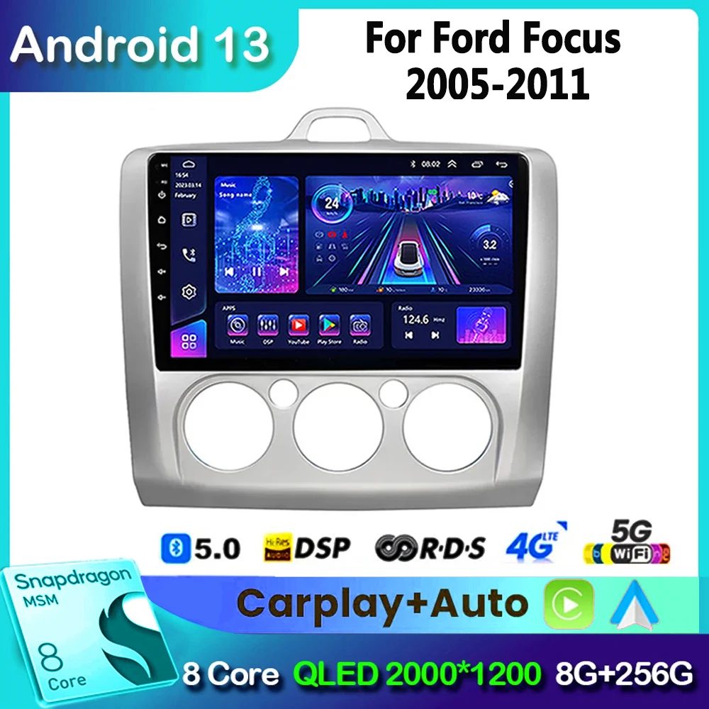 

2 Din Carplay 4G+WiFi Car Radio for Ford Focus Exi MT AT 2004-2011 Multimedia Player Android 13 GPS Navigation Head Unit 2din