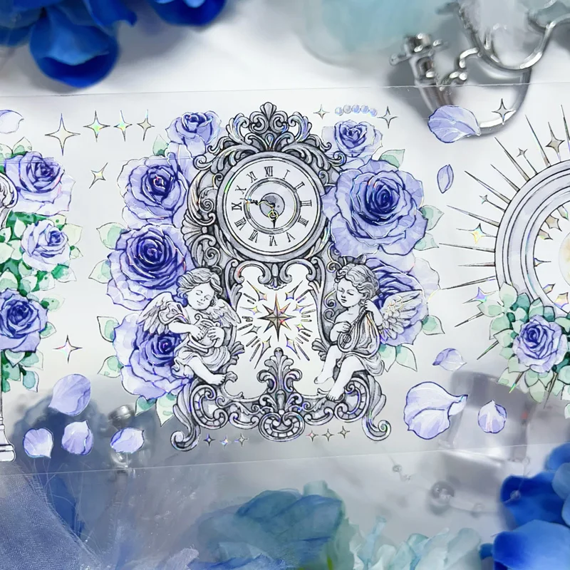 

Time Language Night Rose Shiny Shell PET Tapes Craft Supplies DIY Scrapbooking Card Making Decor Plan Sticker