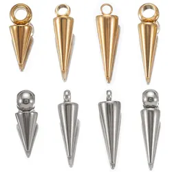 10PCS Retro Cone Charms Pendant No Fade Stainless Steel Spike Beads Pendants for Women Man Jewelry Making Hoop Earring Findings