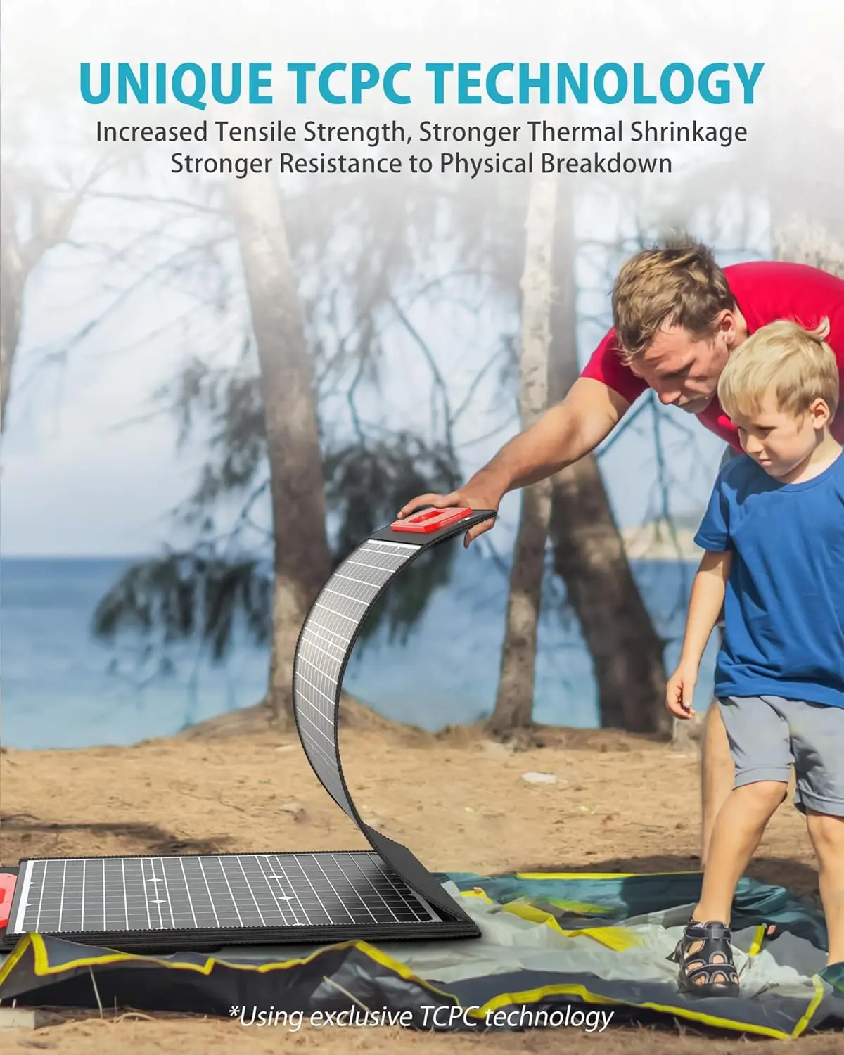 لوحة شمسية ELECAENTA بقدرة 300 وات، كفاءة عالية 25% (إصدار مطور)، خفيفة الوزن للغاية، مرنة وقابلة للطي ETFE شمسية محمولة