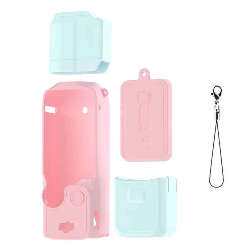 

AAAEL-For DJI OSMO POCKET 3 Body Silicone Cover Mixed Color Gimbal Protective Cover Dust Cover Accessories Pink+Blue