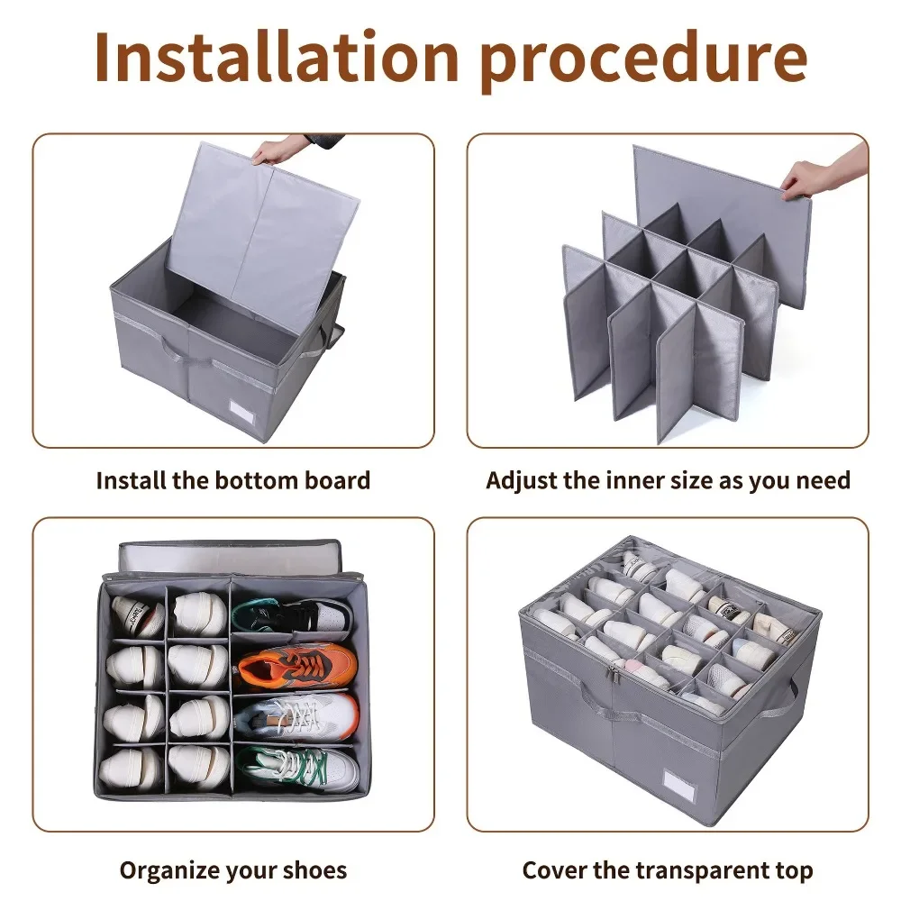 Składane pudełko do przechowywania butów, 16, podwójne, dolne podparcie, pojemnik do przechowywania, przezroczyste pudełko z uchwytem, stojak