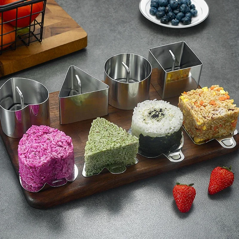 18/8 Stainless Steel Food Rings with Pusher and Lifter, Cake Dessert Molds Cooking Ring, Cold Dish Shaping Molds - Kitchen Tools