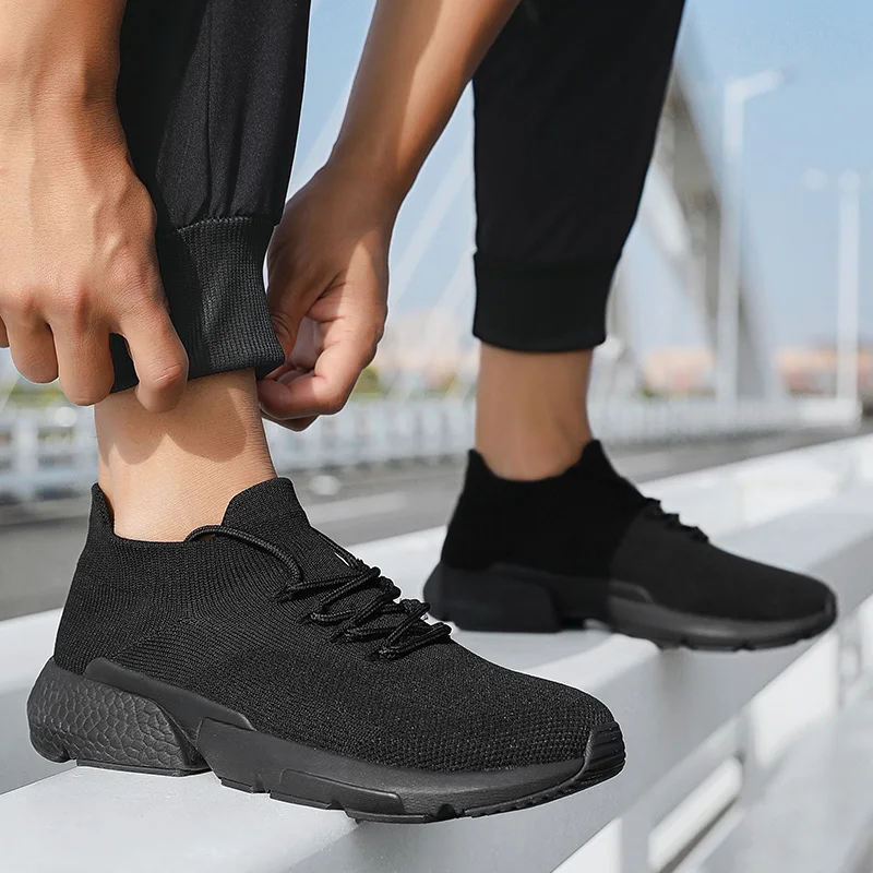 Men Casual Sport Shoes Breathable Lightweight Sneakers Outdoor Mesh Black Running Shoes Athletic Jogging Tenis Walking Shoes 46