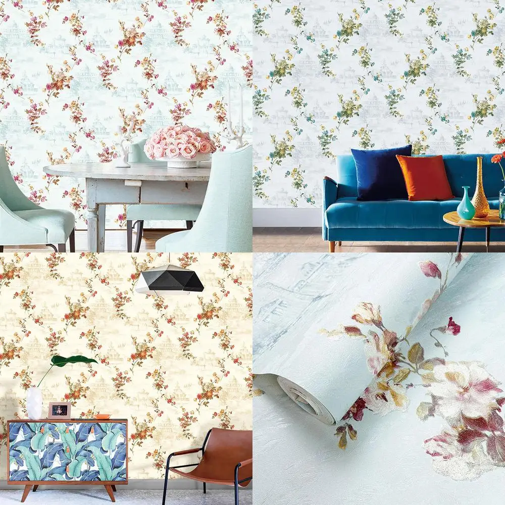 European Vintage Architectural Floral Wallpaper Rustic Style Guesthouse Hotel Coffee Beauty Salon Bedroom Living Room Background
