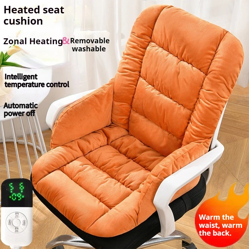 

Heating Cushion for Office Chair 3 Temperature Settings Adjustable Seat Warmer with Backrest Home Car Use Washable Cover