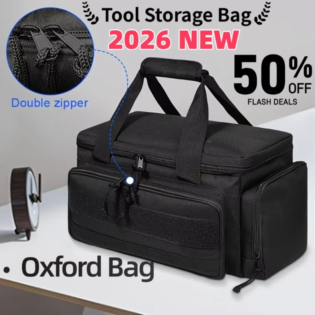 High-capacity Tool Storage Bag Comfortable Handle Thick Padded Base Easy Carrying Tool Case Black Color Water Resistant Tool Bag