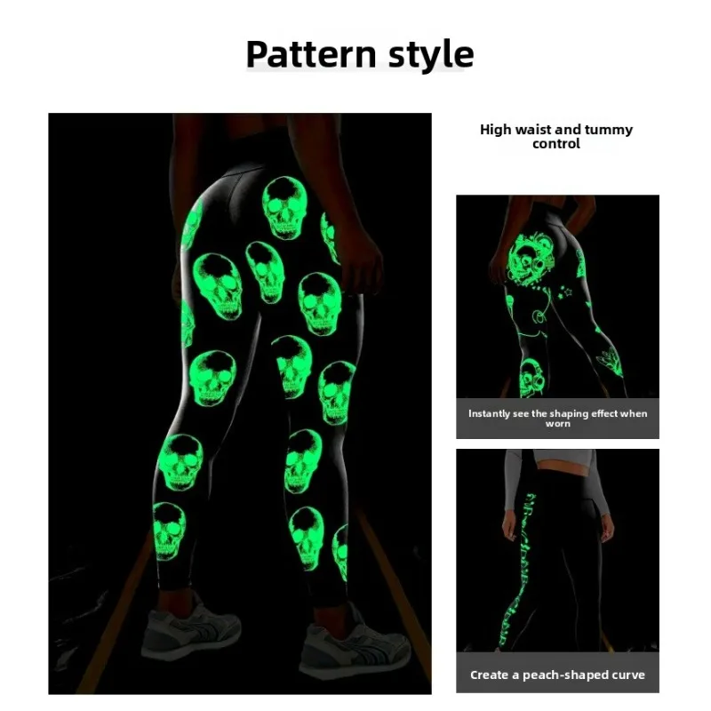 Brilha no escuro calças de yoga cintura alta collants reflexivos correndo leggings esportes ao ar livre fitness treino wear feminino roupas ativas