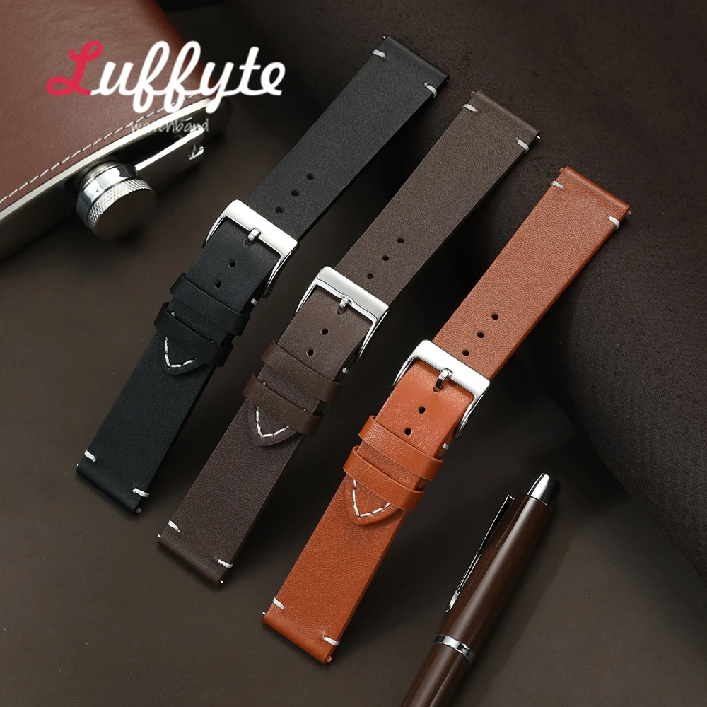 Matte Quick Release Leder Uhrenarmbänder 16mm 18mm 20mm 22mm 24mm Rindsleder Armbanduhr Armband Smartwatch armband