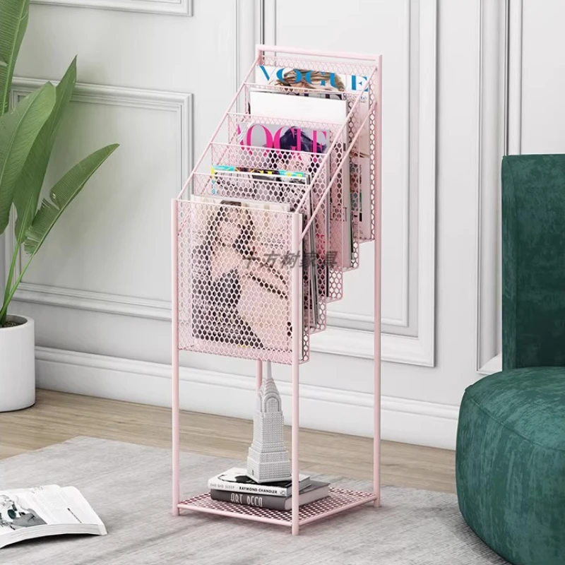 High Capacity Floor Magazine Organizer - Slim Profile Book Display Rack for Reception Area/Library Durable Steel Structure