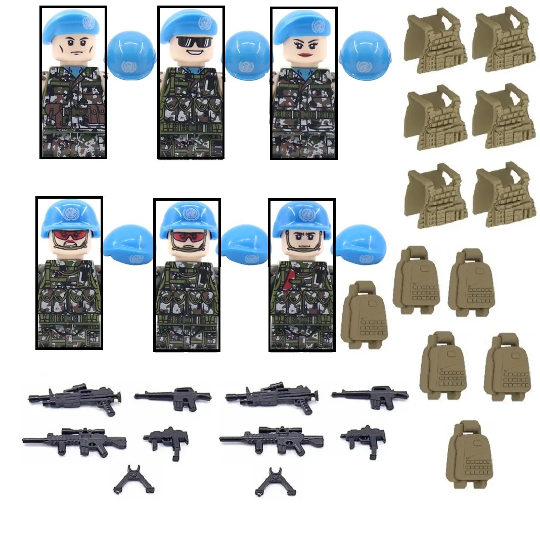 

MOC City Military Mini Action Figures United Nations Peacekeeping Special Forces Weapon Army Soldier Building Blocks Bricks Toys