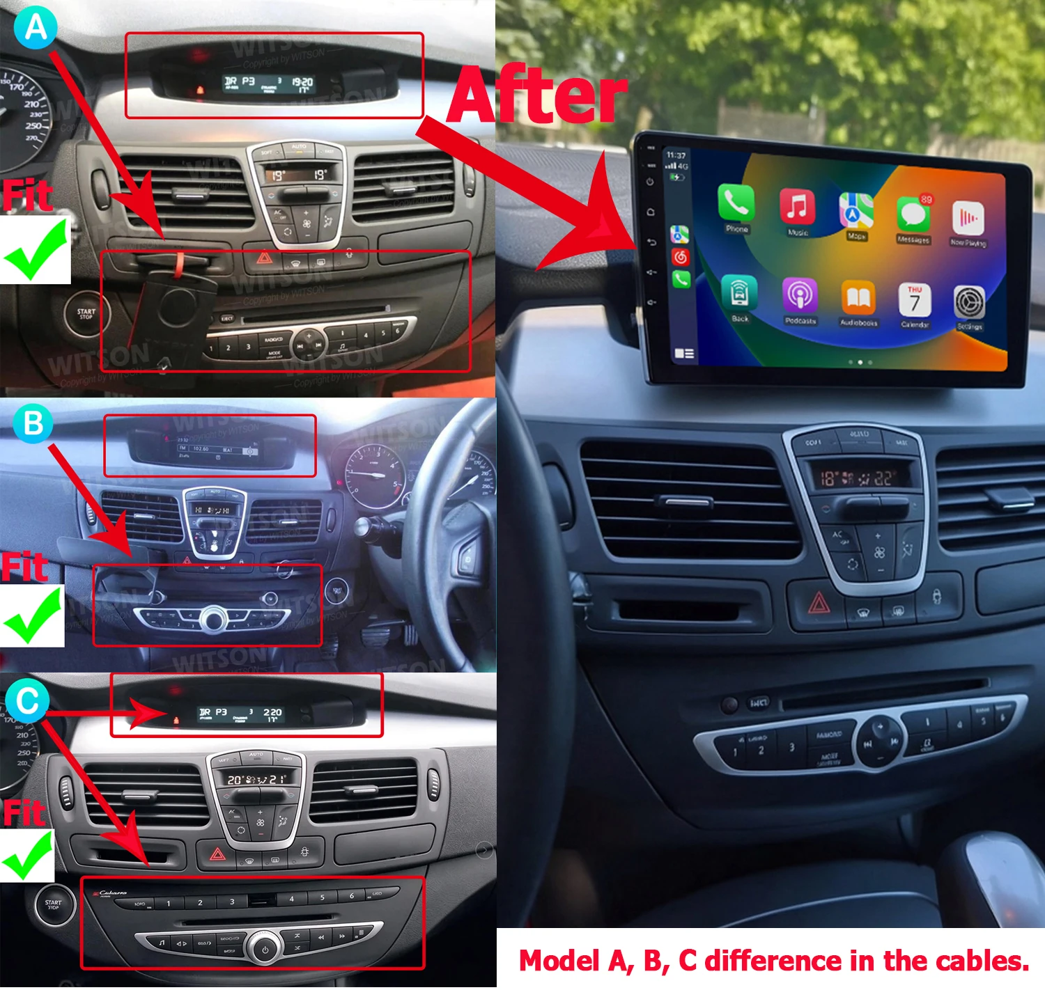 Android 16 Radio CarPlay GPS DH QLED Screen For Renault laguna 3 Latitude 2001-2015  Multimedia WIFI Bluetooth Auto Stereo