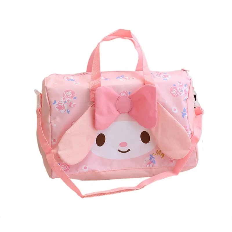 MINISO Kawaii Foldable Travel for Women Girl Cartoon Hello Kitty Duffle Bag for Carry on Luggage Portable Luxury Designer Tote