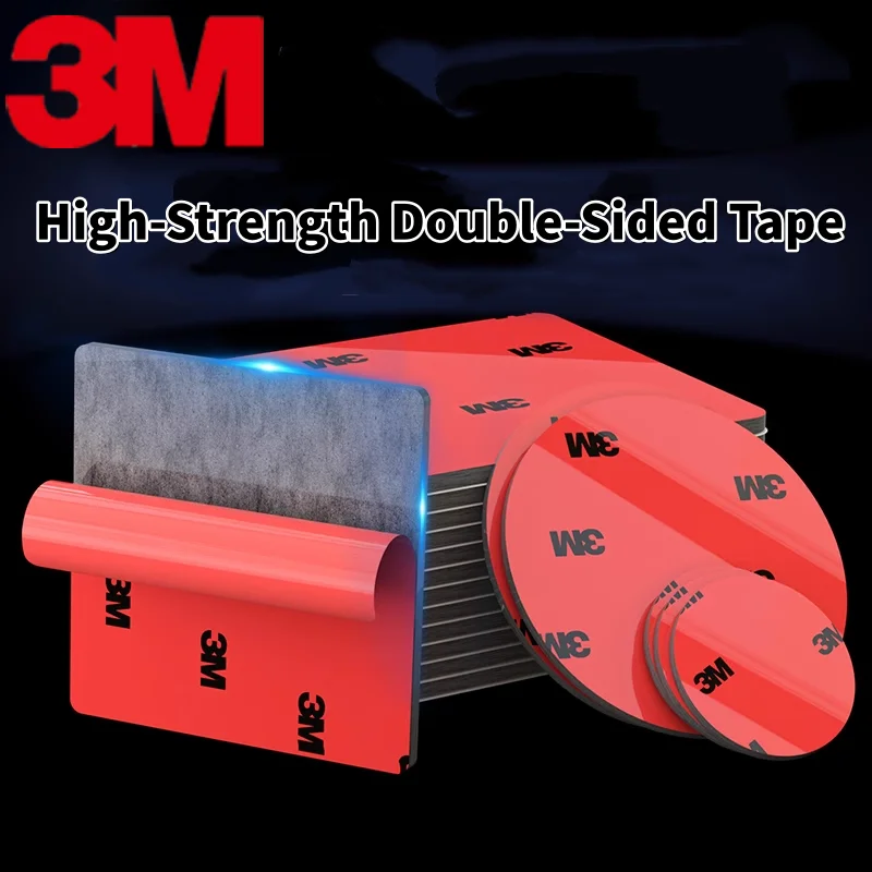 3M 5108 Starkes doppelseitiges Klebeband, 10 Stück, quadratisch/rund, für die Autobefestigung, hochviskoses, spurloses Klebeband, spezielles Klebeband für Autos