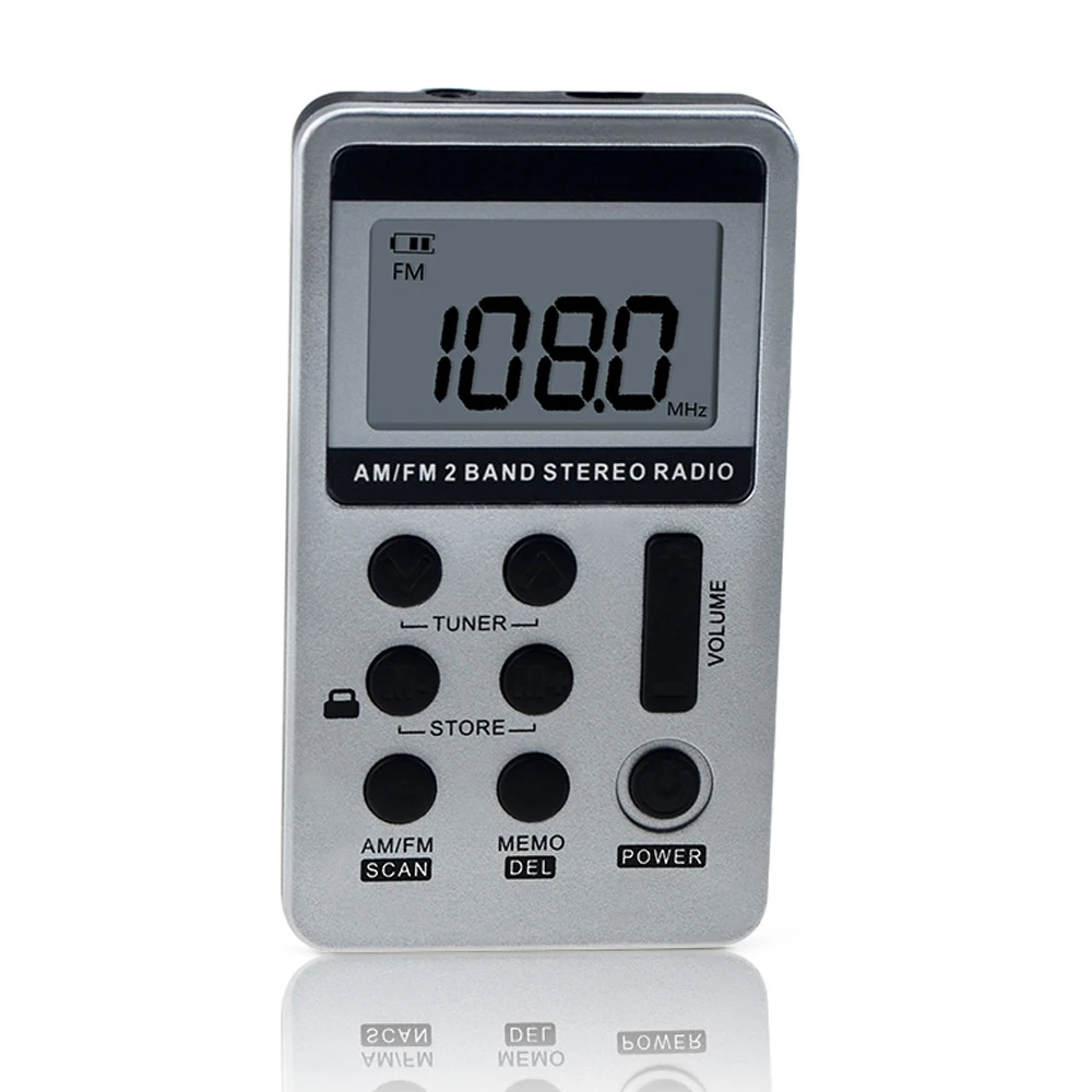 HanrongDa-Rádio FM Digital Portátil, Receptor Estéreo 2 Banda, Rádio de Bolso com Fones De Ouvido, Tela LCD, Bateria Lanyard, HRD-103