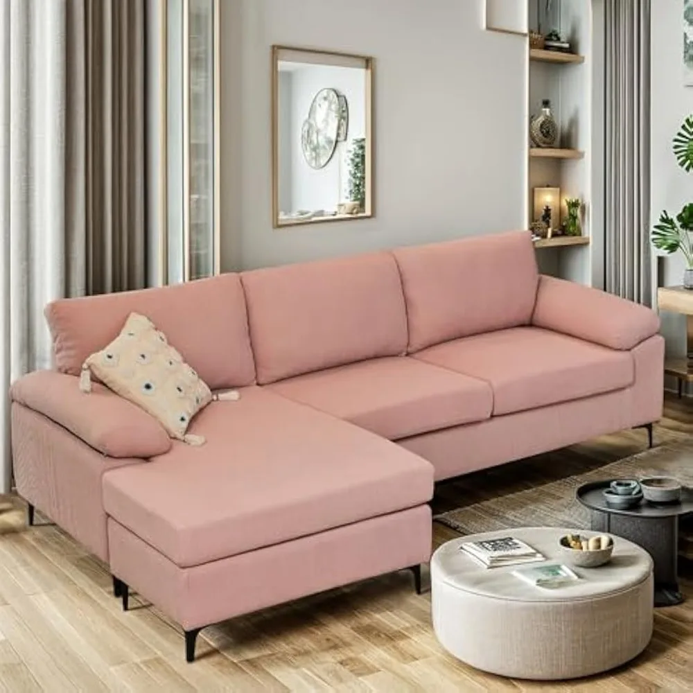 

100" Corduroy Convertible Sectional Sofa Couches for Living Room,3 Seater L Shaped Sofa Couch with Reversible Chaise,Comfy