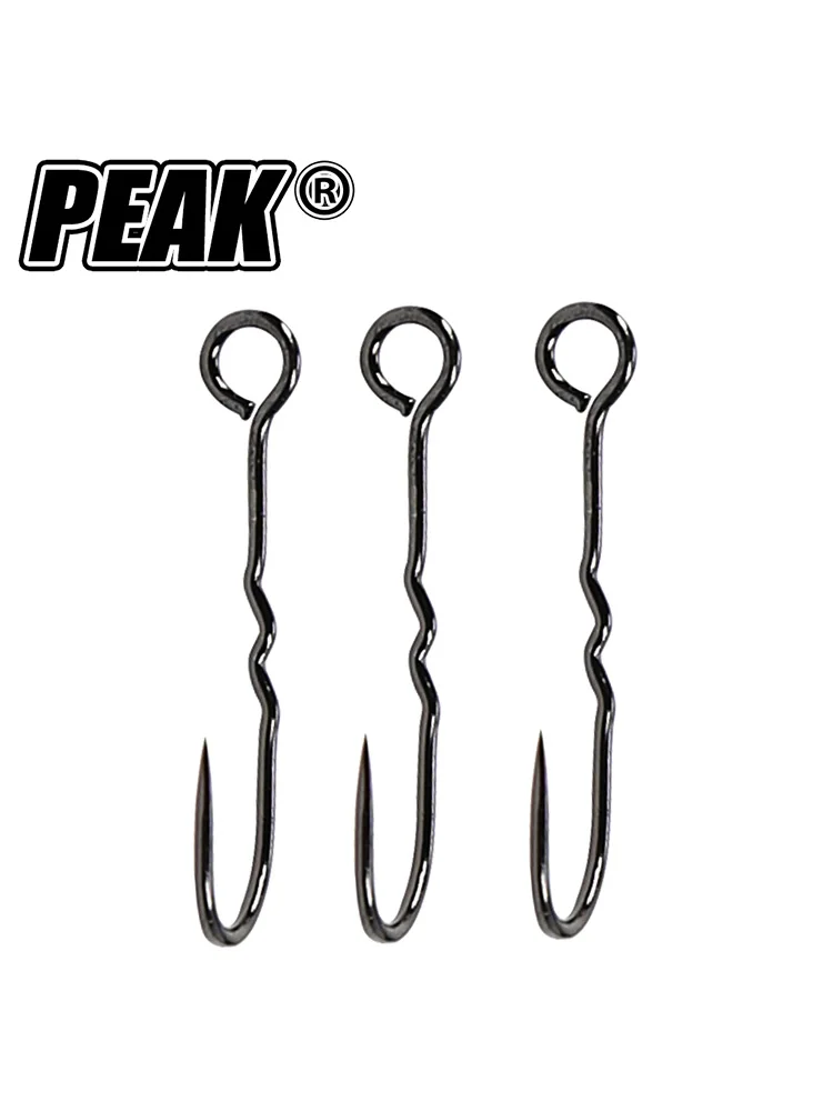 

PEAK 10PCS Fishing Hook With big eyes Ring High Carbon Steel Barbed Fishhook Jig Hook Carp Fishing Lure Worm