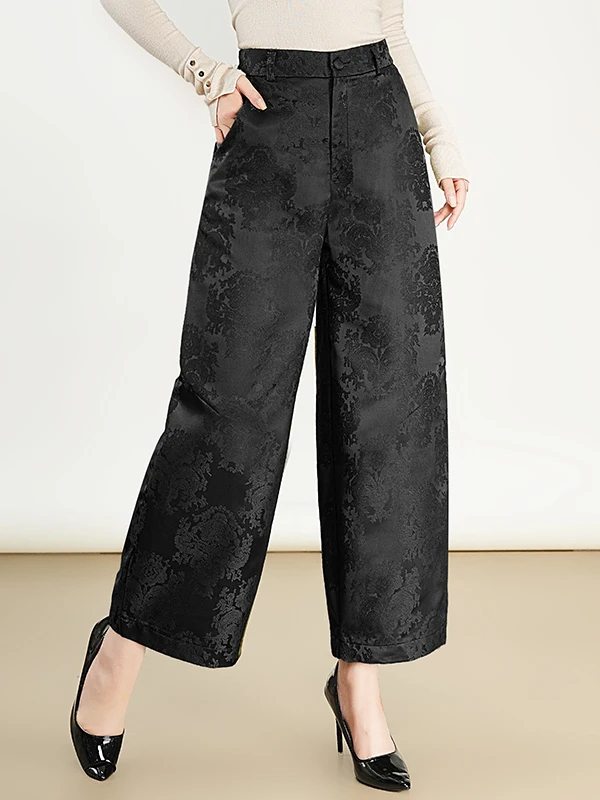 Новые китайские свободные повседневные брюки с высокой талией Emed с цветочным узором, универсальные утягивающие брюки с девятью точками