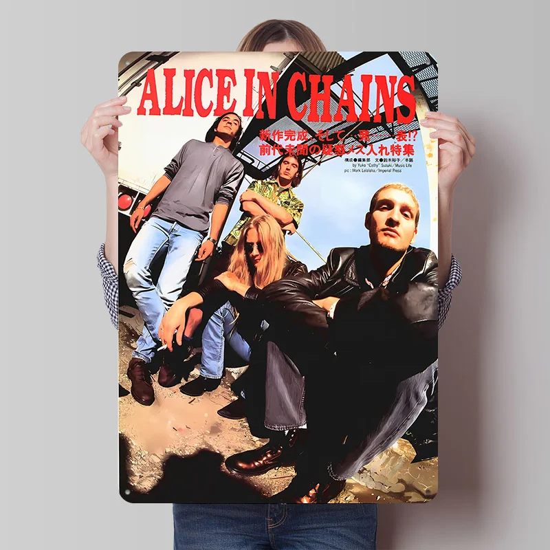 Alice in Chains Tinplate Poster Customized Wall Art Vintage Metal Signs Retro Tin Plaque for Wand Deko Decoration Aesthetic Home
