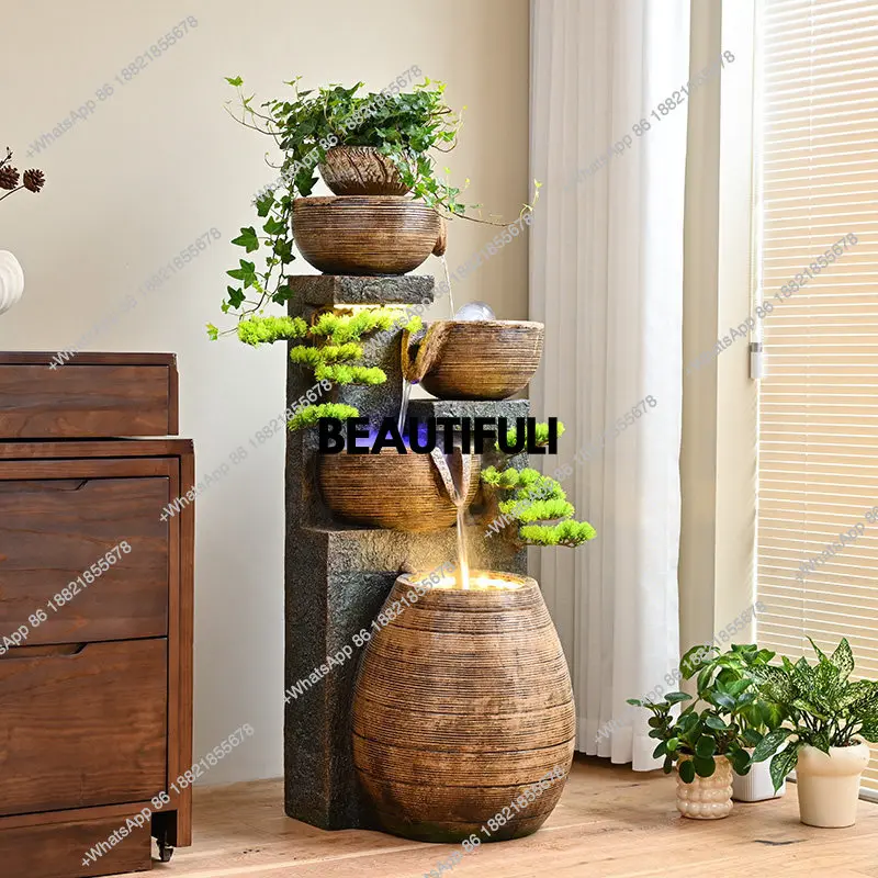 Flow ornament circulation water feature living room office feng shui wheel landing to attract wealth housewarming decoration