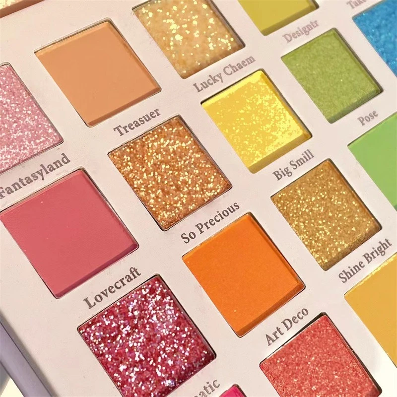 30-Farben-Lidschatten-Palette, Regenbogen-Korallen-Perlenglitter, matte Pailletten, schimmernder, hochpigmentierter Lidschatten für Party- und Tanzshow-Make-up – Detail 9