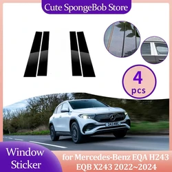 Door Window Trim Cover for Mercedes-Benz EQA H243 EQB X243 250 350 2022~2024 Carbon Fiber Chrome Sticker Pillar Posts Accessorie