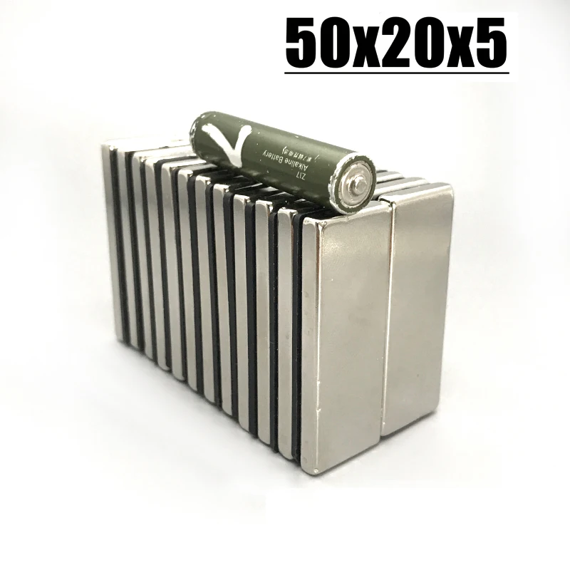 1/2/5/10Pcs 50x20x5 Neodymium Block Magnet 50mm x 20mm x 5mm N35 NdFeB Hook Tool Permanent Magnetic Imanes 50*20*5