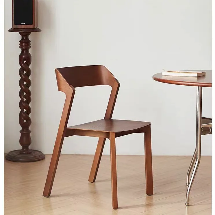 

Solid Wood Dining Chair Nordic Medieval Style Modern Simple French Designer Chair for Small Apartment Home