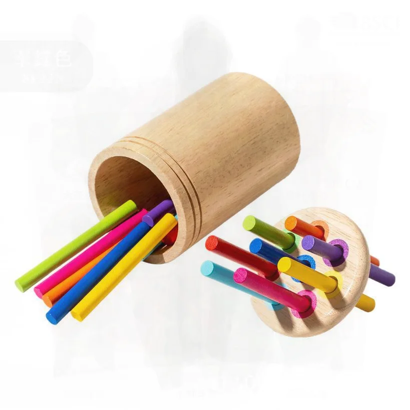 Jouets d'éducation précoce en bois Montessori pour bébés de 0 à 3 ans, blocs de construction assortis en forme de couleur arc-en-ciel pour intellectuel